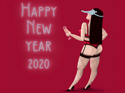 New year's night illustration art drawing