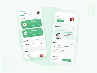 E-Learning App app card class design e learning ios ios app japanese learning minimal mobile student app study ui ui ux ui design uiux