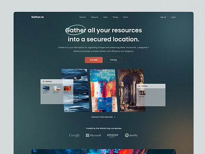 Gather.io - Organizing images website clean gather hero header images landing page minimal organize resources ui ui design ui ux user interface ux web design website