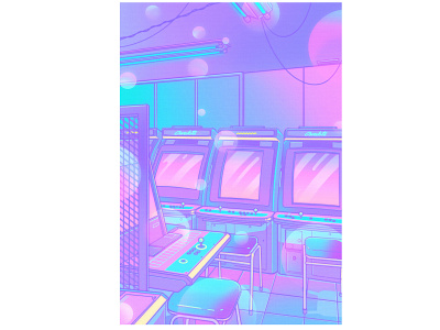 N E O N P O L I S 80s aesthetic anime arcade city cyberpunk game illustration japan japanese lavender night nostalgia osaka pastel pop sailormoon tokyo ukiyo e vaporwave