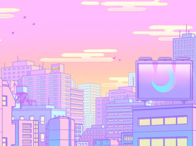 Twitch Background 80s aesthetic anime cityscape design illustration japan japanese japanese art kyoto pastel sailormoon tokyo vaporwave