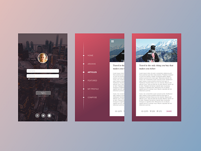 Newspaper concept app app design flat minimal ui