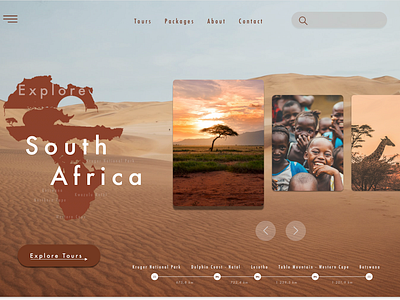 Explore South Africa landingpage sketch ux design web