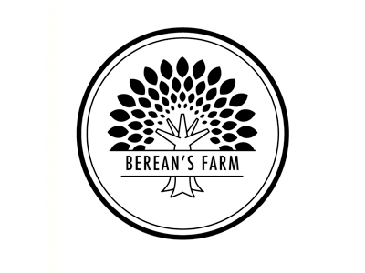 Berean's Farm Logo black branding farm logo tree white