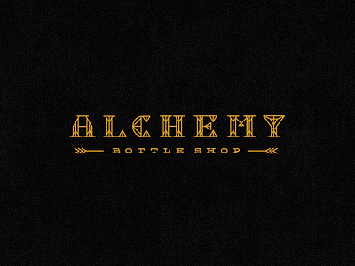 Alchemy Bottle Shop Logotype alchemy arrow black bottle branding gold line liquor logo oakland shop