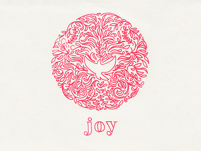 Joy dove flyer hand drawn joy leaf leaves print red screen print