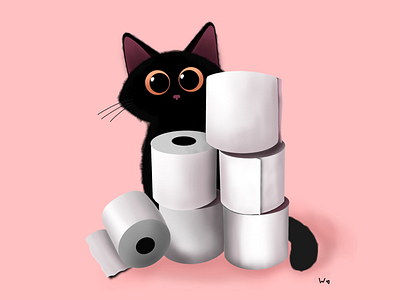 Quarantine cat art cat drawing fluffy procreate quarantine toilet paper
