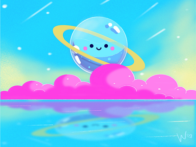 Lil planet is watching you art drawing planet procreate