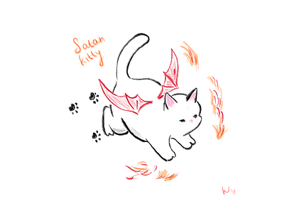 Satan Kitty art cat devil draw kitty picture