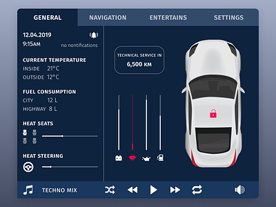 Car Interface - Daily UI #034 car daily 100 daily challenge design interface monitor settings