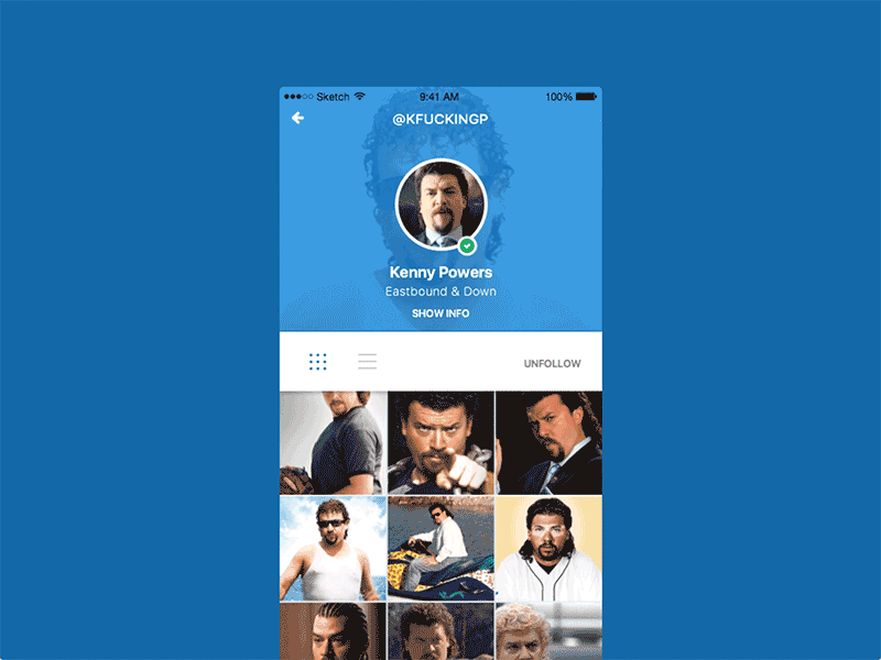 Day 006 - Daily UI daily ui day 6 kenny powers motion principle app ui user profile