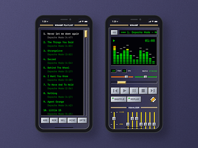 XUI - Winamp. bevels doodle iphone x musicplayer playlist practice uiux winamp