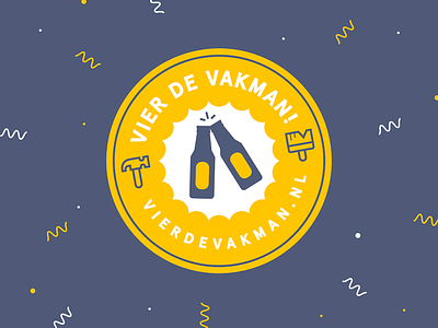 Faber - Vier de Vakman! blue construction emblem faber lines mark minimal painting patch yellow