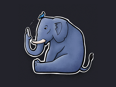 Sitting Animal Series: Elephant aftrica bird doodle drawing elephant illustration illustrator mobile procreate social