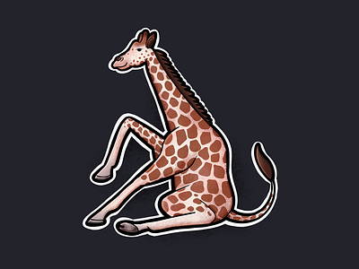Sitting Animal Series: Giraffe animal doodle drawing giraffe illustration illustrator procreate sitting