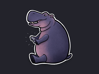 Sitting Animal Series: Hippo animal doodle drawing hippo hippopotamus illustration raster series sitting