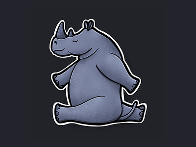 Sitting Animal Series: Rhino animal doodle drawing illustration procreate rhino series sitting zen
