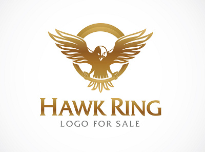 Hawk Grasps The Ring Logo Design bird elegant falcon fly hawk luxury ring wings