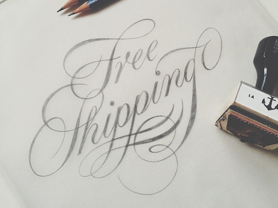 Free Shipping flourishes lettering ligature pencil sale script sketch stationary typography