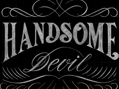 Handsome Devil alcohol design flourishes label lettering script sketch wine