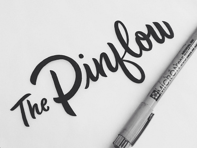 The Pinflow brush design lettering logo process script sketch