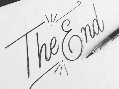 The End design flourish lettering monoweight process rough script sketch typography