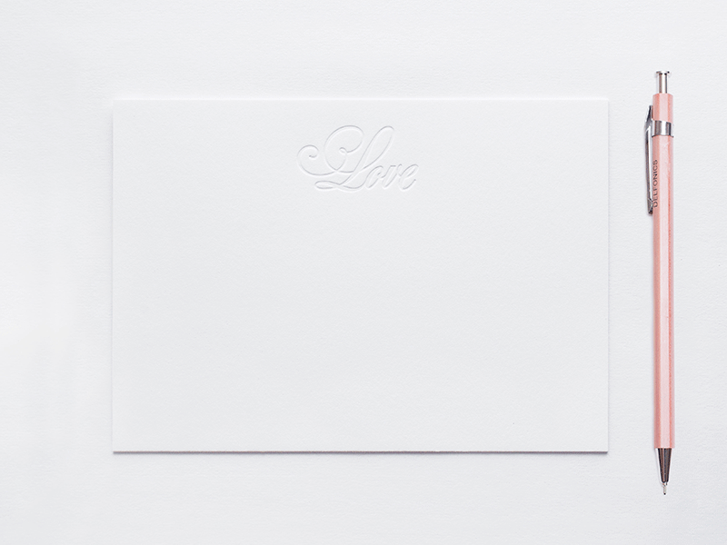 Love card release announcement cotton letter press lettering paper product release stationary typography