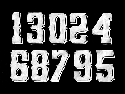 Yuma Numerals in Process lettering micron numbers numerals saddle spurs typeface western