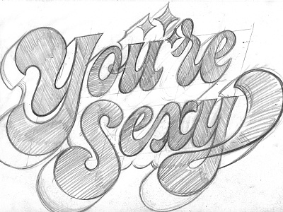 Sketchy Your Sexy 70s design funky juicy lettering porno script stars swashes thick