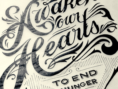 Awaken Our Hearts - Sketch filigree flourishes lettering letters ligatures paper pen process sevenly sketch type typography