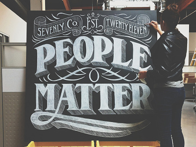 People Matter art banner chalk creative decorative design flourishes lettering ligature serif typography