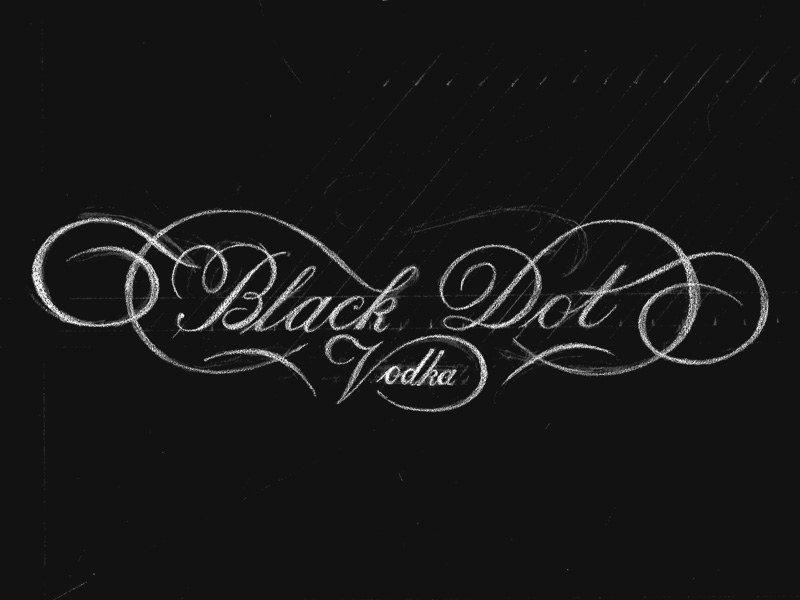 Black Dot alcohol black chalk design fancy label lettering ligature paper pencil script serif typography vodka