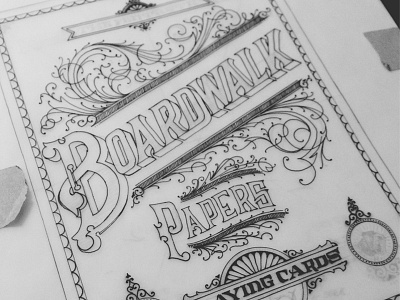 Boardwalk Playing Cards cards complicated creative decorative design fancy filigree flourishes hand drawn lettering paper pen playing cards typography