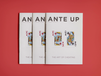 Ante Up binding book cards editorial king magazine page layout playing cards poker queen zine