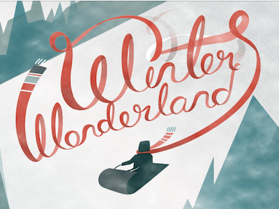 Winter Wonderland christmas holidays illustration lettering scarf sleigh snow toboggan winter wonderland xmas