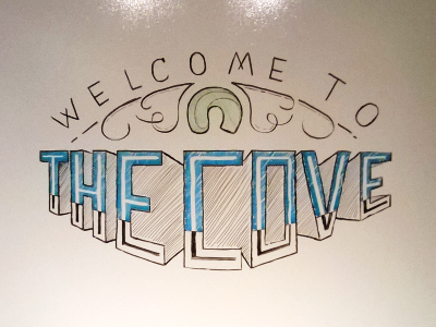 The Cove Lettering cove dry erase hand lettering marker opening room type typography wall white board