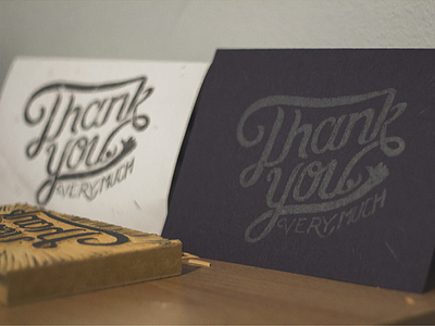 Thank You card carve cut hand lettering lino print thank you thanks thumb type typography