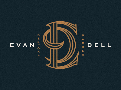 Evan Dell barber hair haircut inline lettering lockup logo monogram script