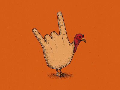 Rock Out With Your Crockpot Out bird hand holiday horns illustration ink metal thanksgiving turkey