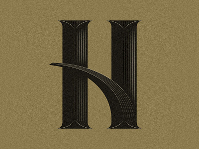 Hey Hi How Ya Dern column elegant gold h lettering serifs sharp type