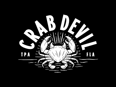 Crab Devil arc badge branding crab devil florida hand drawn horns identity light logo rough tampa type vintage