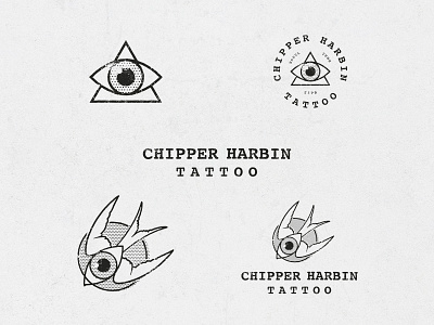 Chipper Harbin Tattoo Brand - 02 badge bird bird logo brand eye logo tattoo texture triangle vintage