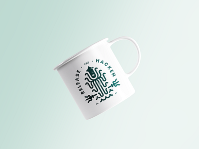 "Release The Hacken" Mug Design developer hackathon mug mug design packaging print skuid squid