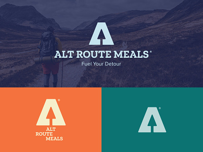 Alt Route Meals Logo Variations arrow badge brand branding graphic design logo logos minimal nature outdoor