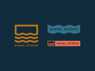 Shoal Studio Logos badge blue branding film flat gold line logo minimal nashville nature red shoal studio video water wave