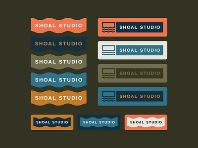 Shoal Studio Logo Variations / Stickers badge brand branding logo logos minimal nashville nature retro shoal sticker studio vintage water wave