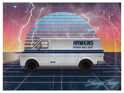 Hawkins Power And Light Van 80s evolution hawkins netflix stranger things van vintage