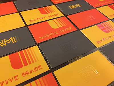NativeMade Promo Cards business cards green nativemade nm orange print design retro spot varnish yellow