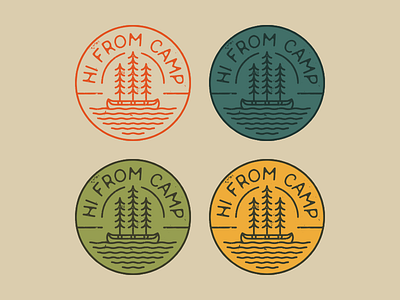 Hi From Camp Canoes brand camp canoe logo texture trees vintage water