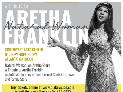 Concert Flyer, Aretha Franklin Tribute blackdesign concert flyer design event flyer flyer graphicdesigner gray graydesign yellow yellowdesign
